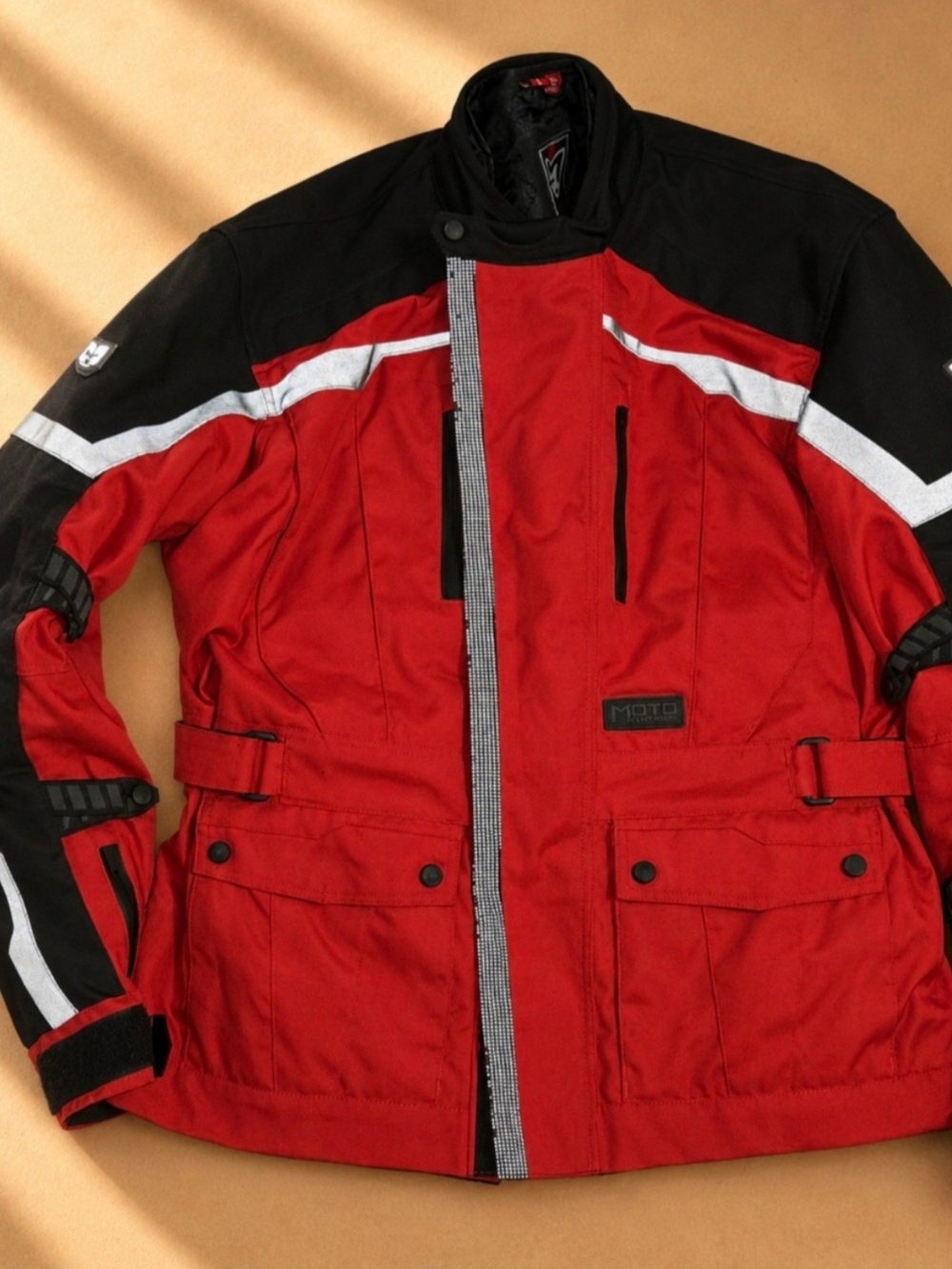 MOTOCentric Men's Red and Black Motorcycle Jacket - Technical Riding Coat